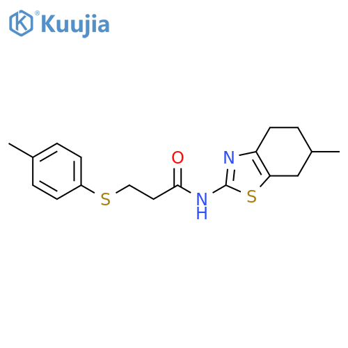 N-(6-methyl-4,5,6,7-tetrahydro-1,3-benzothiazol-2-yl)-3-(4-methylphenyl)sulfanylpropanamide structure