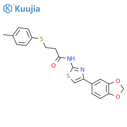 N-4-(2H-1,3-benzodioxol-5-yl)-1,3-thiazol-2-yl-3-(4-methylphenyl)sulfanylpropanamide structure