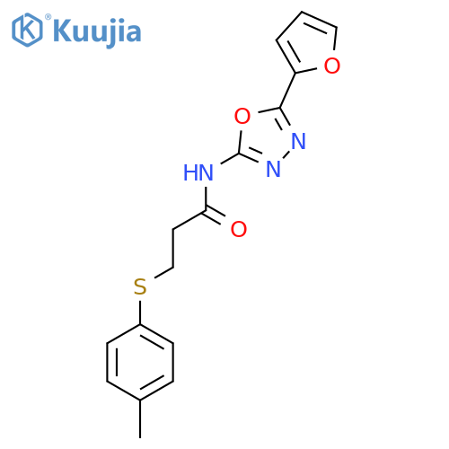 N-5-(furan-2-yl)-1,3,4-oxadiazol-2-yl-3-(4-methylphenyl)sulfanylpropanamide structure