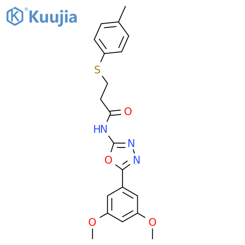 N-5-(3,5-dimethoxyphenyl)-1,3,4-oxadiazol-2-yl-3-(4-methylphenyl)sulfanylpropanamide structure