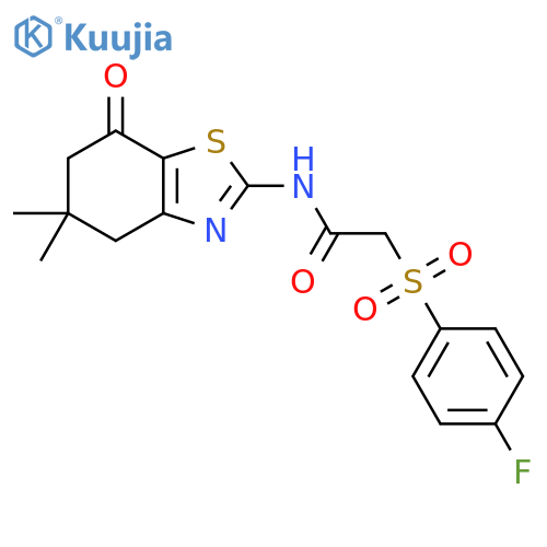 N-(5,5-dimethyl-7-oxo-4,5,6,7-tetrahydro-1,3-benzothiazol-2-yl)-2-(4-fluorobenzenesulfonyl)acetamide structure
