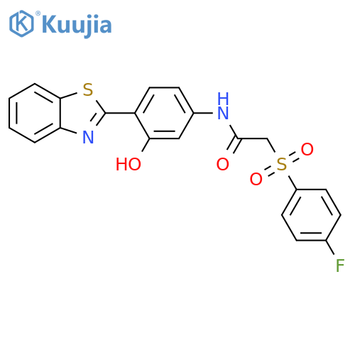 N-4-(1,3-benzothiazol-2-yl)-3-hydroxyphenyl-2-(4-fluorobenzenesulfonyl)acetamide structure
