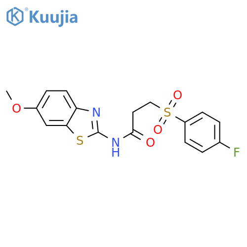 3-(4-fluorobenzenesulfonyl)-N-(6-methoxy-1,3-benzothiazol-2-yl)propanamide structure
