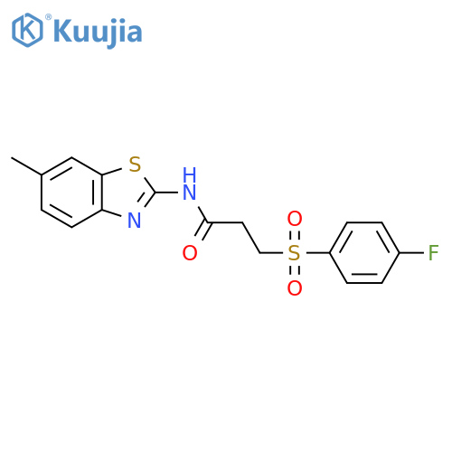 3-(4-fluorobenzenesulfonyl)-N-(6-methyl-1,3-benzothiazol-2-yl)propanamide structure