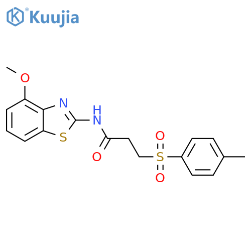 N-(4-methoxy-1,3-benzothiazol-2-yl)-3-(4-methylbenzenesulfonyl)propanamide structure