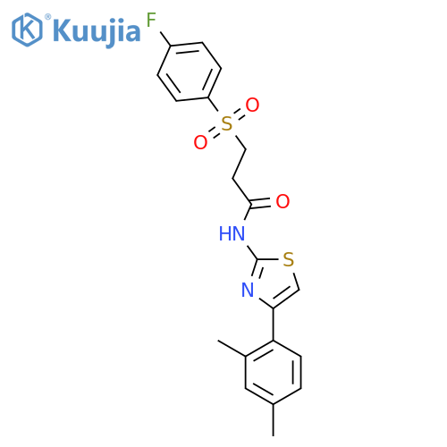 N-4-(2,4-dimethylphenyl)-1,3-thiazol-2-yl-3-(4-fluorobenzenesulfonyl)propanamide structure