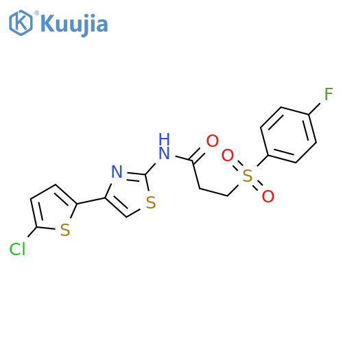N-4-(5-chlorothiophen-2-yl)-1,3-thiazol-2-yl-3-(4-fluorobenzenesulfonyl)propanamide structure