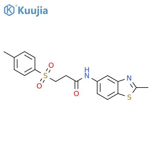 N-(2-methyl-1,3-benzothiazol-5-yl)-3-(4-methylbenzenesulfonyl)propanamide structure