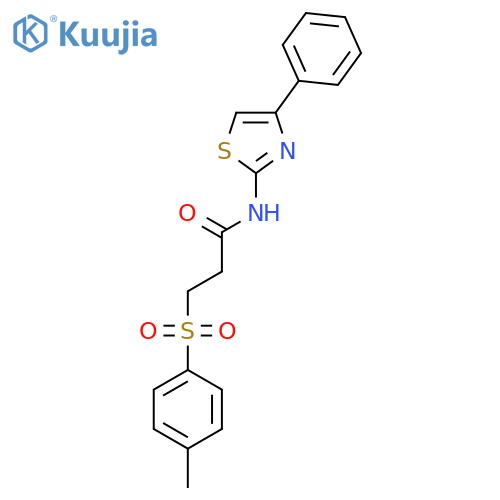 3-(4-methylbenzenesulfonyl)-N-(4-phenyl-1,3-thiazol-2-yl)propanamide structure