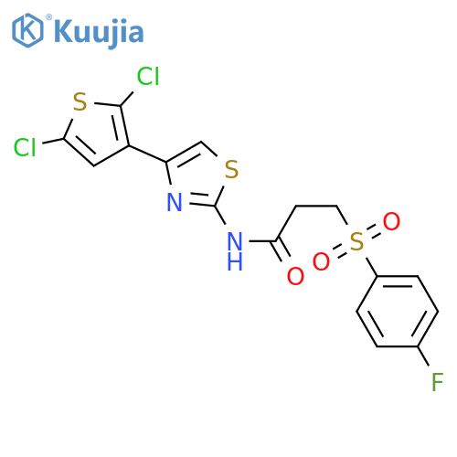 N-4-(2,5-dichlorothiophen-3-yl)-1,3-thiazol-2-yl-3-(4-fluorobenzenesulfonyl)propanamide structure