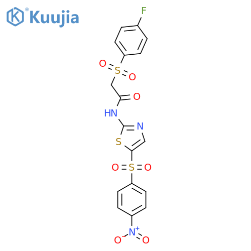 2-(4-fluorobenzenesulfonyl)-N-5-(4-nitrobenzenesulfonyl)-1,3-thiazol-2-ylacetamide structure
