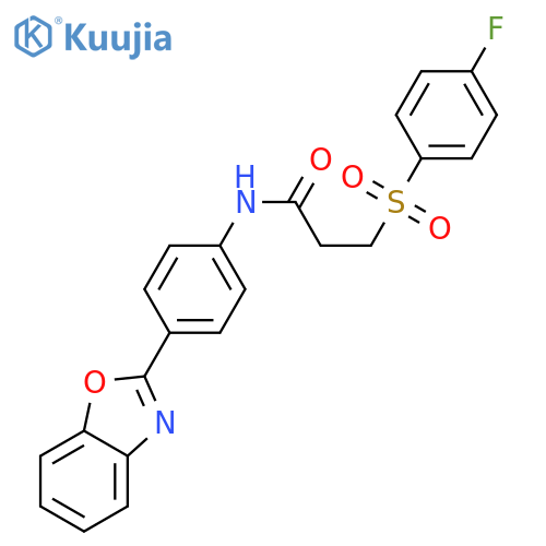 N-4-(1,3-benzoxazol-2-yl)phenyl-3-(4-fluorobenzenesulfonyl)propanamide structure
