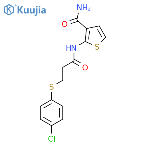2-{3-(4-chlorophenyl)sulfanylpropanamido}thiophene-3-carboxamide structure
