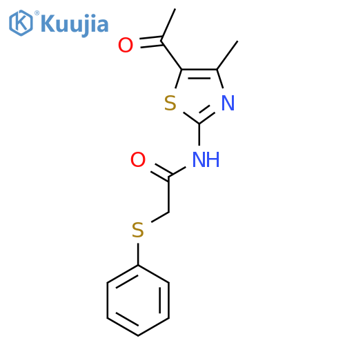 N-(5-acetyl-4-methyl-1,3-thiazol-2-yl)-2-(phenylsulfanyl)acetamide structure