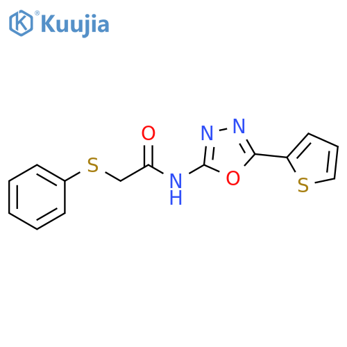 2-(phenylsulfanyl)-N-5-(thiophen-2-yl)-1,3,4-oxadiazol-2-ylacetamide structure