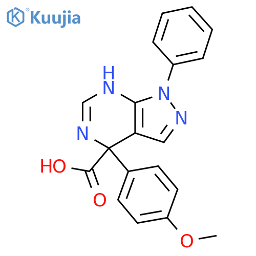 1H-Pyrazolo[3,4-d]pyrimidine-4-carboxylic acid,4,5-dihydro-4-(4-methoxyphenyl)-1-phenyl- structure