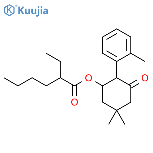 Hexanoic acid, 2-ethyl-, 5,5-dimethyl-2-(2-methylphenyl)-3-oxocyclohexyl ester structure