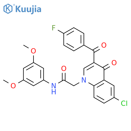 2-6-chloro-3-(4-fluorobenzoyl)-4-oxo-1,4-dihydroquinolin-1-yl-N-(3,5-dimethoxyphenyl)acetamide structure
