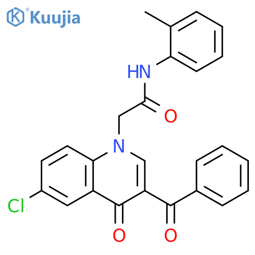 2-(3-benzoyl-6-chloro-4-oxo-1,4-dihydroquinolin-1-yl)-N-(2-methylphenyl)acetamide structure