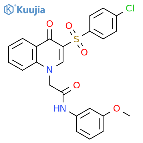 2-3-(4-chlorobenzenesulfonyl)-4-oxo-1,4-dihydroquinolin-1-yl-N-(3-methoxyphenyl)acetamide structure
