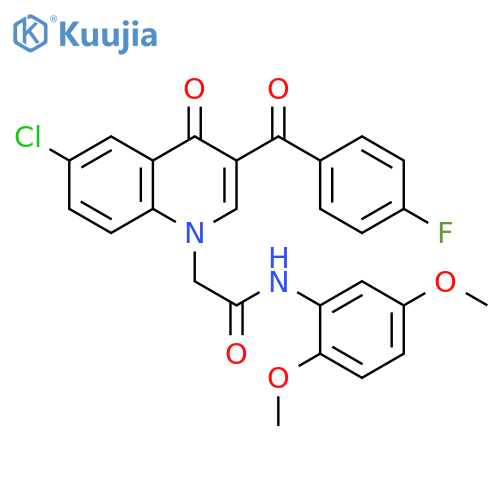 2-6-chloro-3-(4-fluorobenzoyl)-4-oxo-1,4-dihydroquinolin-1-yl-N-(2,5-dimethoxyphenyl)acetamide structure