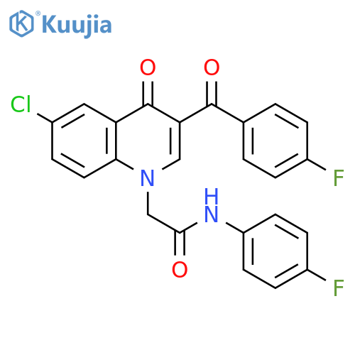 2-6-chloro-3-(4-fluorobenzoyl)-4-oxo-1,4-dihydroquinolin-1-yl-N-(4-fluorophenyl)acetamide structure