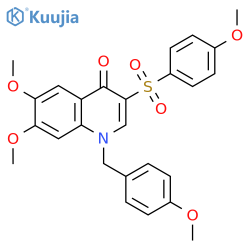 6,7-dimethoxy-3-(4-methoxybenzenesulfonyl)-1-(4-methoxyphenyl)methyl-1,4-dihydroquinolin-4-one structure