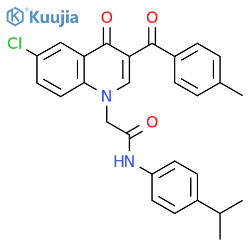 2-6-chloro-3-(4-methylbenzoyl)-4-oxo-1,4-dihydroquinolin-1-yl-N-4-(propan-2-yl)phenylacetamide structure