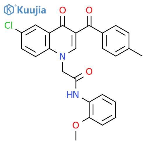 2-6-chloro-3-(4-methylbenzoyl)-4-oxo-1,4-dihydroquinolin-1-yl-N-(2-methoxyphenyl)acetamide structure