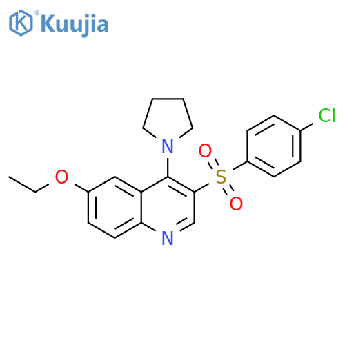 3-(4-chlorobenzenesulfonyl)-6-ethoxy-4-(pyrrolidin-1-yl)quinoline structure