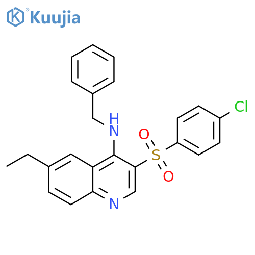 N-benzyl-3-(4-chlorobenzenesulfonyl)-6-ethylquinolin-4-amine structure