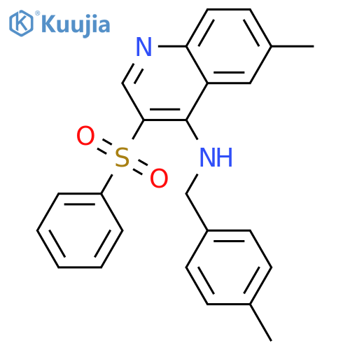 3-(benzenesulfonyl)-6-methyl-N-(4-methylphenyl)methylquinolin-4-amine structure