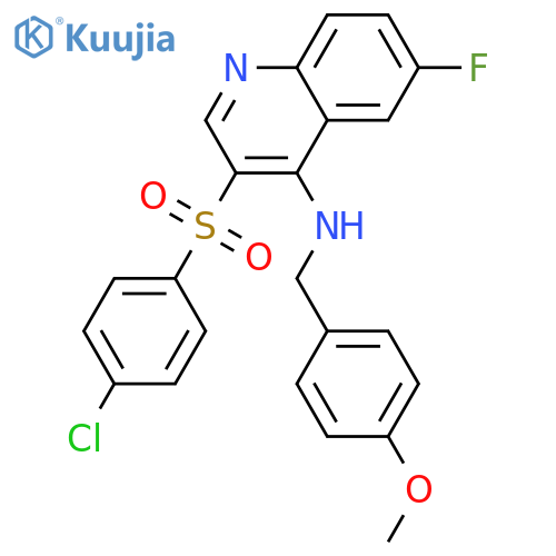 3-(4-chlorobenzenesulfonyl)-6-fluoro-N-(4-methoxyphenyl)methylquinolin-4-amine structure