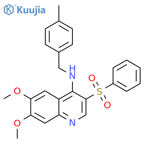 3-(benzenesulfonyl)-6,7-dimethoxy-N-(4-methylphenyl)methylquinolin-4-amine structure