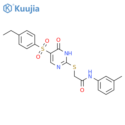 2-{5-(4-ethylbenzenesulfonyl)-6-oxo-1,6-dihydropyrimidin-2-ylsulfanyl}-N-(3-methylphenyl)acetamide structure