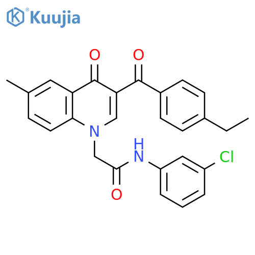 N-(3-chlorophenyl)-2-3-(4-ethylbenzoyl)-6-methyl-4-oxo-1,4-dihydroquinolin-1-ylacetamide structure