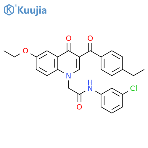 N-(3-chlorophenyl)-2-6-ethoxy-3-(4-ethylbenzoyl)-4-oxo-1,4-dihydroquinolin-1-ylacetamide structure