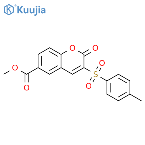 methyl 3-(4-methylbenzenesulfonyl)-2-oxo-2H-chromene-6-carboxylate structure