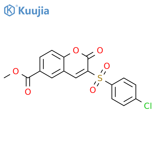methyl 3-(4-chlorobenzenesulfonyl)-2-oxo-2H-chromene-6-carboxylate structure
