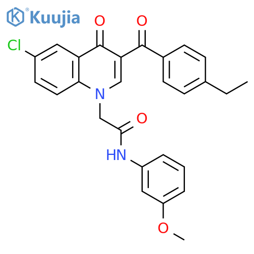 2-6-chloro-3-(4-ethylbenzoyl)-4-oxo-1,4-dihydroquinolin-1-yl-N-(3-methoxyphenyl)acetamide structure