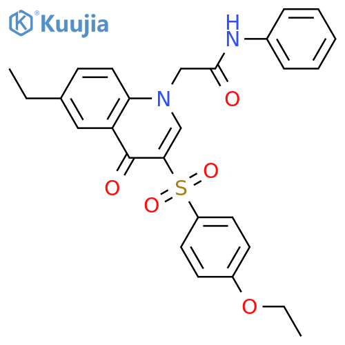 2-3-(4-ethoxybenzenesulfonyl)-6-ethyl-4-oxo-1,4-dihydroquinolin-1-yl-N-phenylacetamide structure