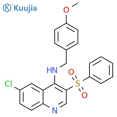 3-(benzenesulfonyl)-6-chloro-N-(4-methoxyphenyl)methylquinolin-4-amine structure