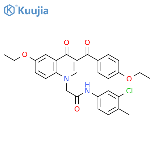 N-(3-chloro-4-methylphenyl)-2-6-ethoxy-3-(4-ethoxybenzoyl)-4-oxo-1,4-dihydroquinolin-1-ylacetamide structure