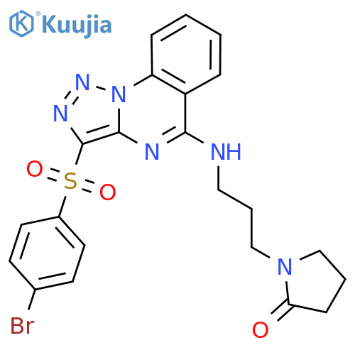 1-(3-{3-(4-bromobenzenesulfonyl)-1,2,3triazolo1,5-aquinazolin-5-ylamino}propyl)pyrrolidin-2-one structure