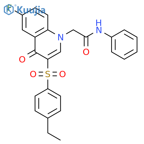 2-3-(4-ethylbenzenesulfonyl)-6-fluoro-4-oxo-1,4-dihydroquinolin-1-yl-N-phenylacetamide structure