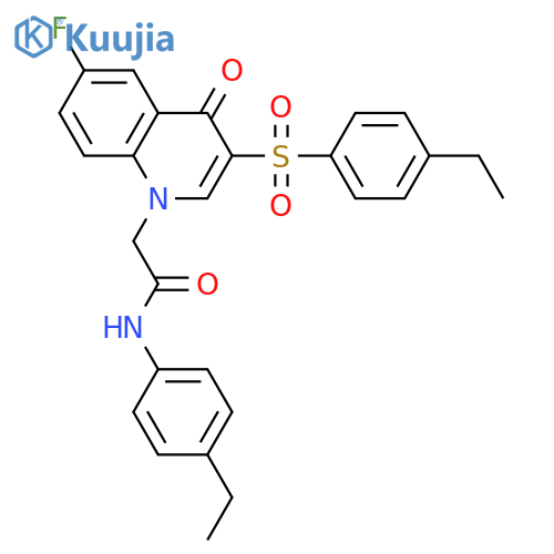 2-3-(4-ethylbenzenesulfonyl)-6-fluoro-4-oxo-1,4-dihydroquinolin-1-yl-N-(4-ethylphenyl)acetamide structure