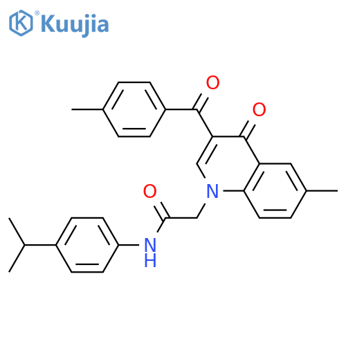 2-6-methyl-3-(4-methylbenzoyl)-4-oxo-1,4-dihydroquinolin-1-yl-N-4-(propan-2-yl)phenylacetamide structure