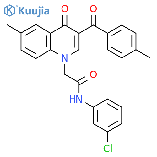 N-(3-chlorophenyl)-2-6-methyl-3-(4-methylbenzoyl)-4-oxo-1,4-dihydroquinolin-1-ylacetamide structure