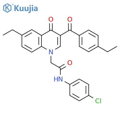 N-(4-chlorophenyl)-2-6-ethyl-3-(4-ethylbenzoyl)-4-oxo-1,4-dihydroquinolin-1-ylacetamide structure