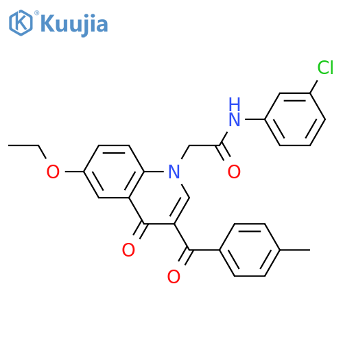 N-(3-chlorophenyl)-2-6-ethoxy-3-(4-methylbenzoyl)-4-oxo-1,4-dihydroquinolin-1-ylacetamide structure